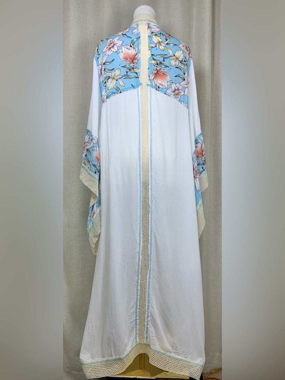POL Floral Boho Kimono Duster Waterfall Bell Sleeve Open Front S - Picture 3 of 4